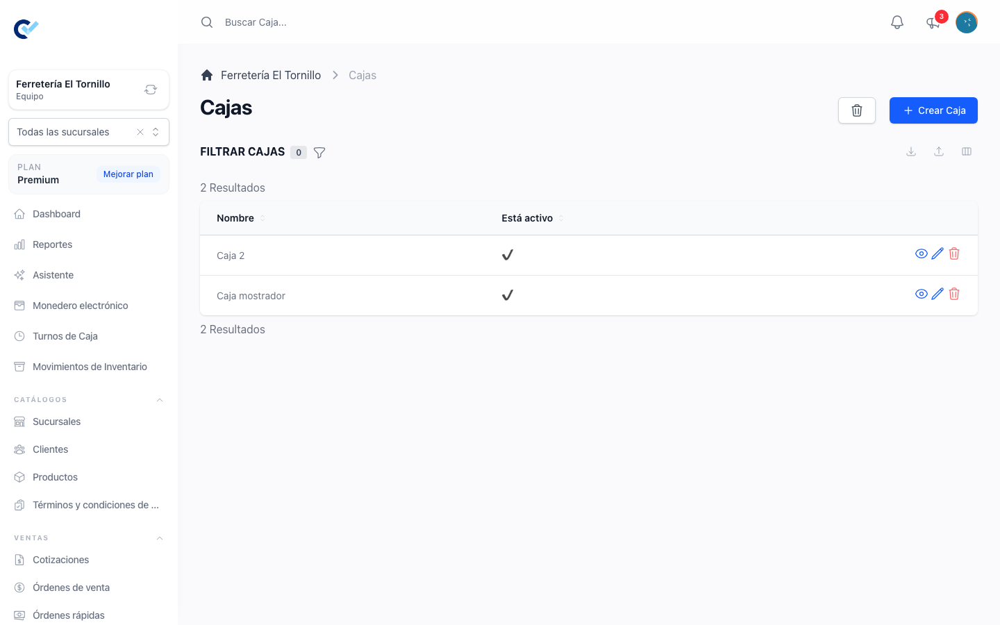 Las cajas registradoras del equipo