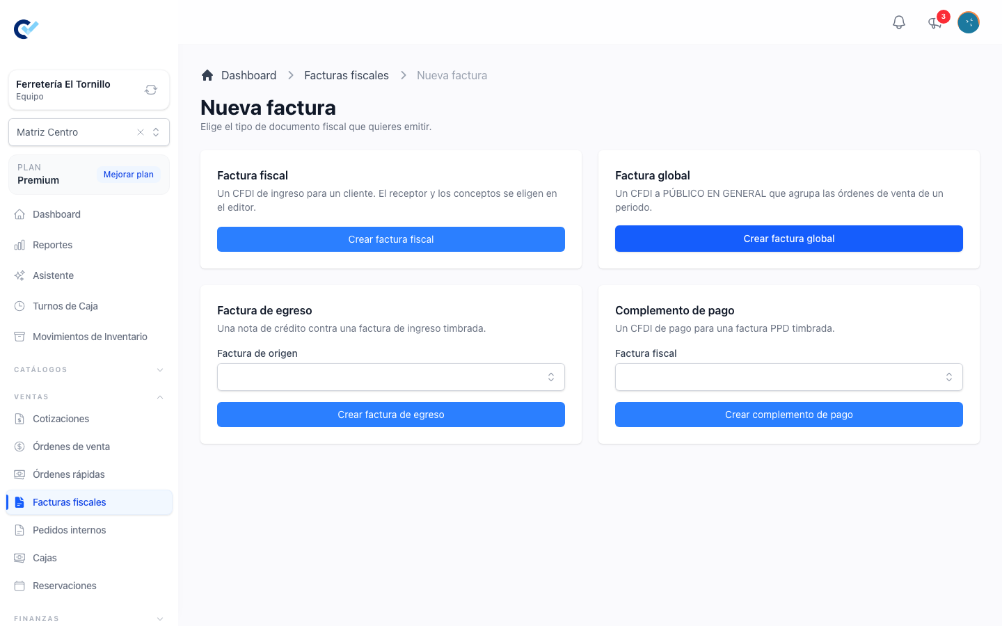 Dónde empieza una factura global