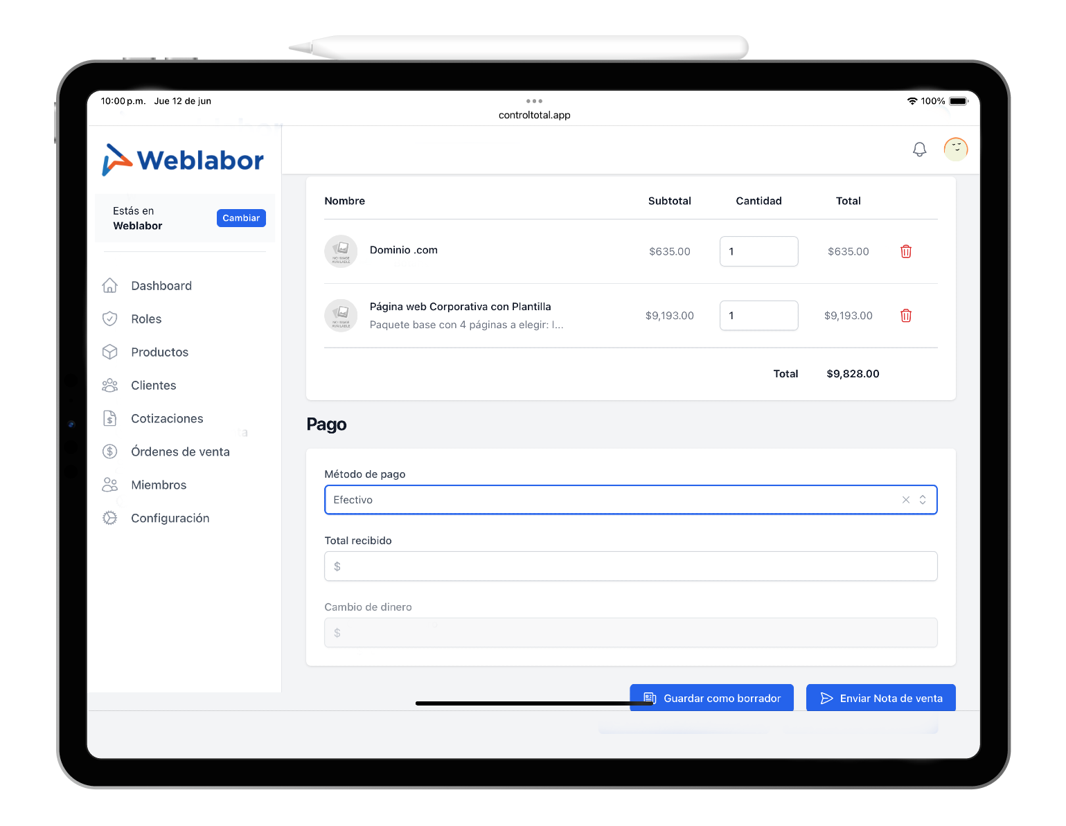 Product Screenshot on Tablet